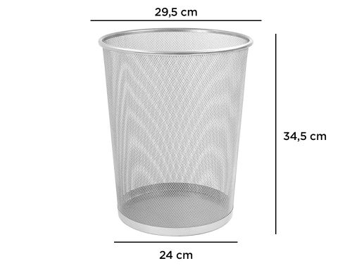 Cesto de papeis q-connect de rede metalico prata capacidade 19 litros 34,5x29,5 cm , Q-connect , 29615 , 5705831008496